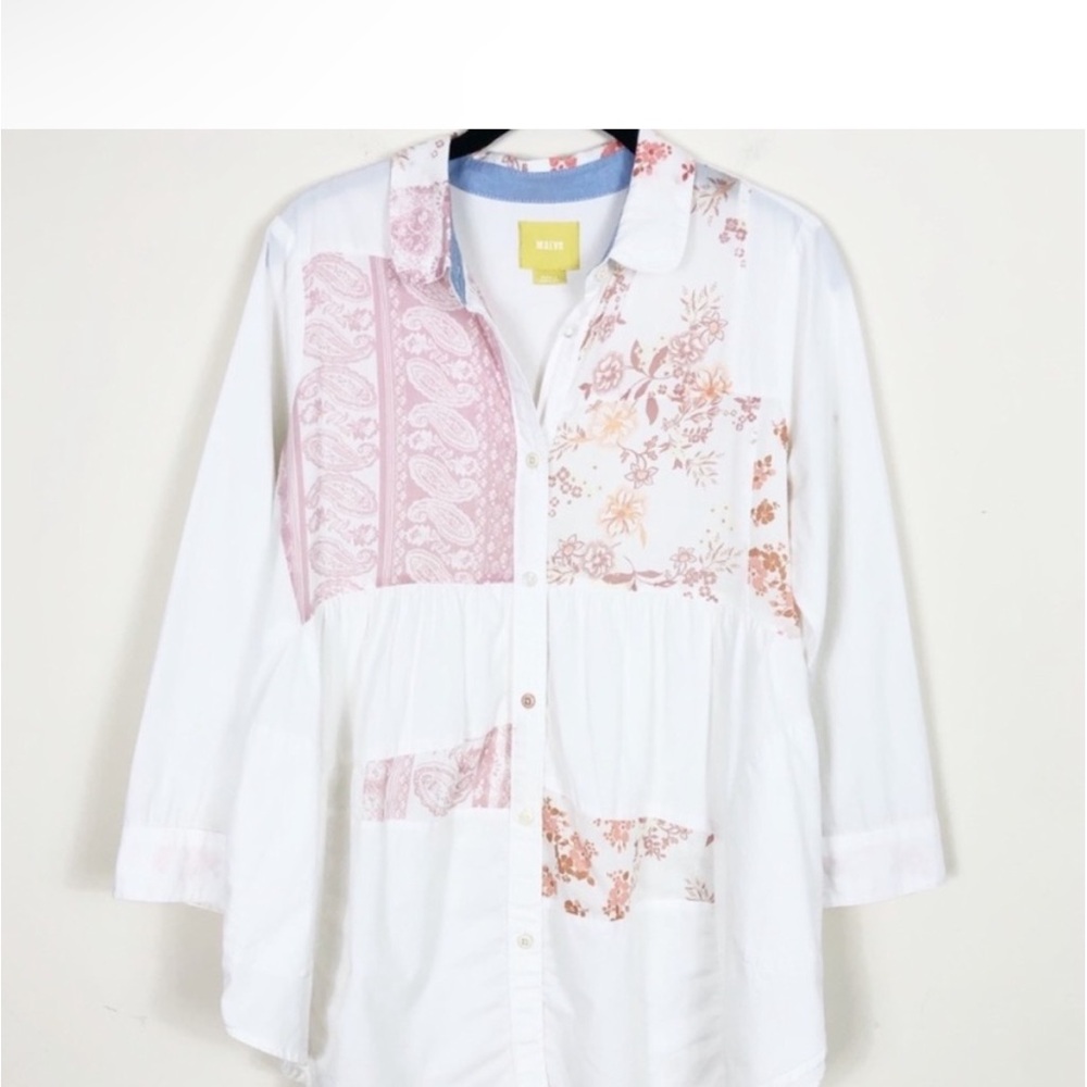 Maeve By Anthropologie Patchwork Print Button Down Shirt Size Medium